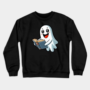 Cute ghost reading a book Crewneck Sweatshirt